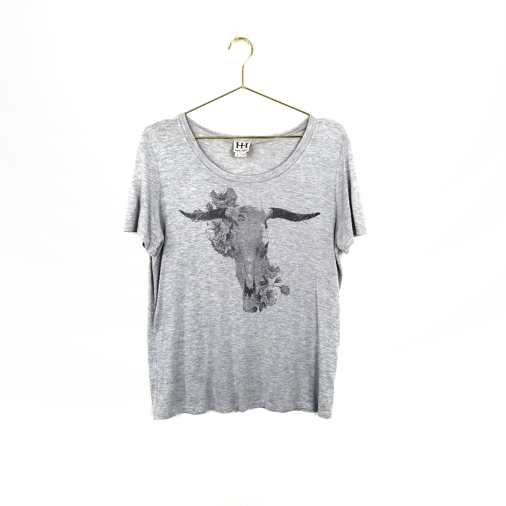 {Haute Hippie} Gray Longhorn Tee